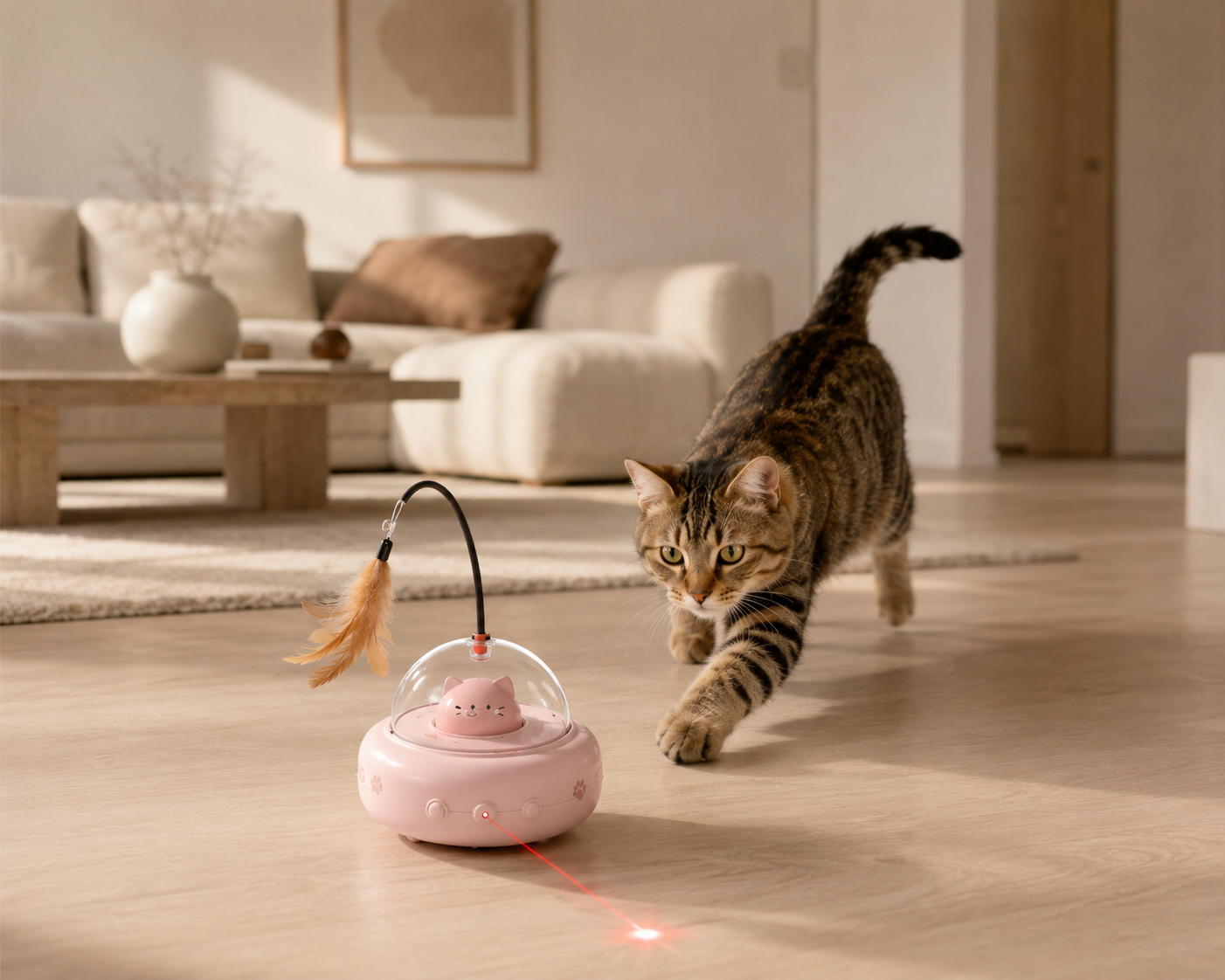 Smart Interactive Cat Laser Toy™ – Automatic Feather & Laser Play Toy